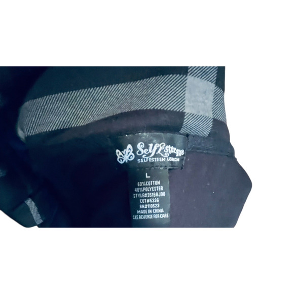 Self Esteem Jacket Double Breast Trench Coat Black-Gray Check Juniors Large Y2K - Picture 8 of 14